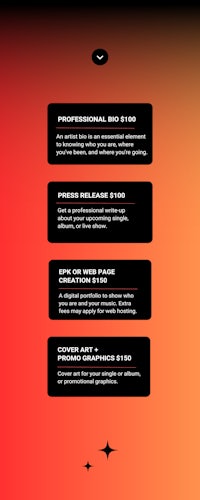 a black and orange website with a black background