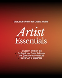 the cover of artist essentials with the words'exclusive offers for music artists'
