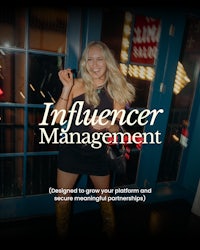 an image of a woman posing with the words influencer management